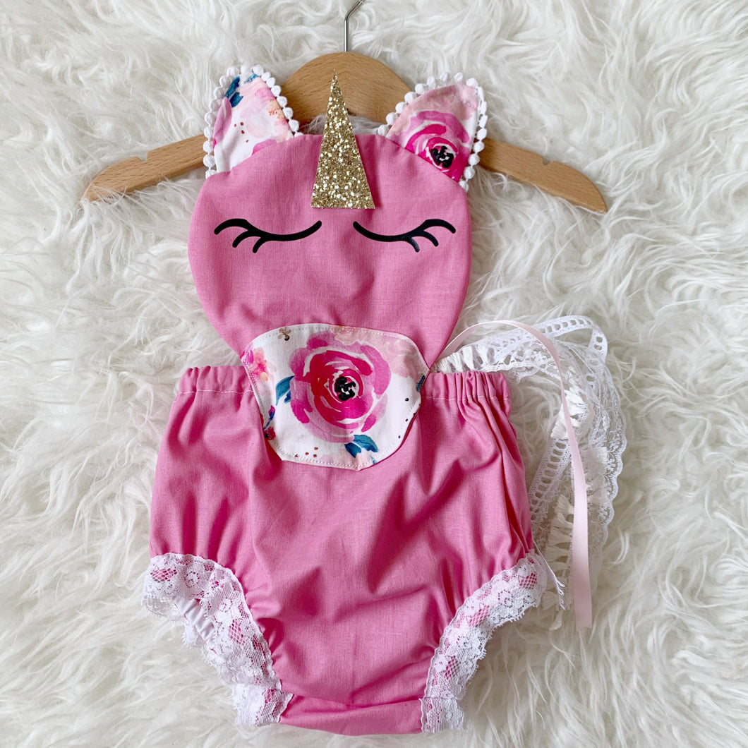 Special occasion Unicorn Romper in Pink