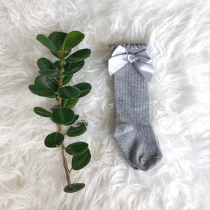 Knee socks Grey Bow
